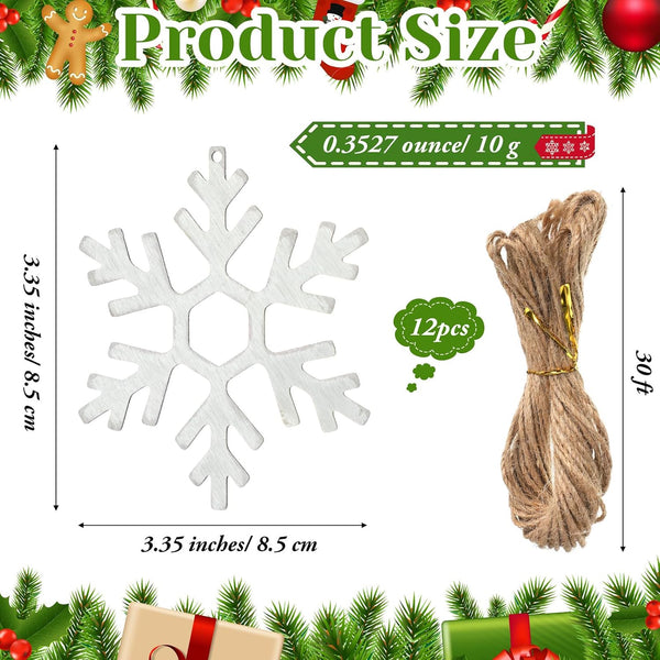Shimeyao 12 Pcs Christmas Metal Snowflake Ornaments Winter Metal Hanging Tree Decorations Winter Christmas Decor for Tree Crafts for Home Indoor Outdoor Holiday Party(Hexagonal Snowflake)
