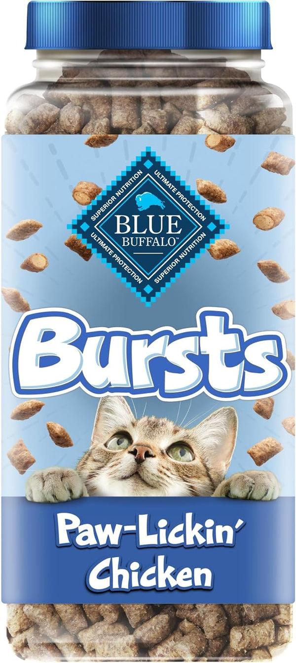Blue Buffalo Bursts Paw-Lickin' Chicken Crunchy & Creamy Cat Treats, Great for Training, Made with Real Chicken Natural Cat Treats Enhanced with Vitamins, Minerals & Other Nutrients, Tub 12 oz.