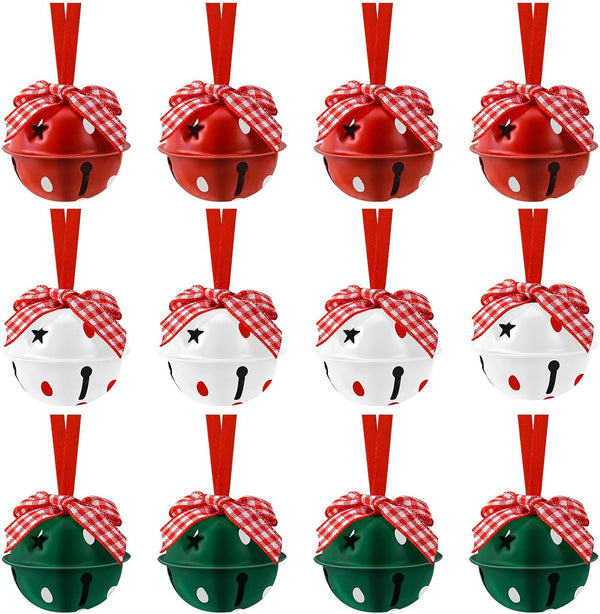 12pcs Jingle Bells 1.57in/4cm Craft Bells for Christmas Party, Xmas Tree, Wreath Ornaments & Holiday DIY Decorations