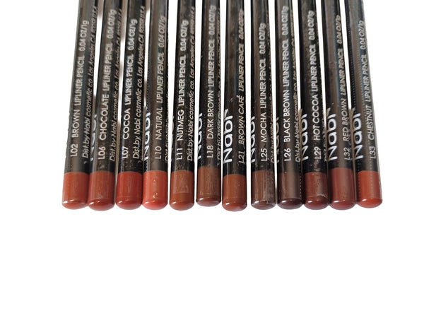 12-Piece Brown Tone Lip Liner Pencil Set, Assorted Colors