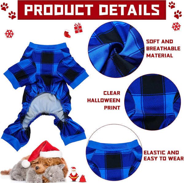 3 Pcs Christmas Dog Pajamas for Small Medium Dog Pet, S (fit 3.3-5.5lbs
