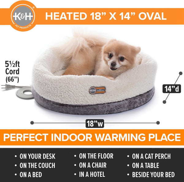 K&H Heated Cat Bed, Thermo-Snuggle Cup Bomber Indoor, Safety Listed, 18x14