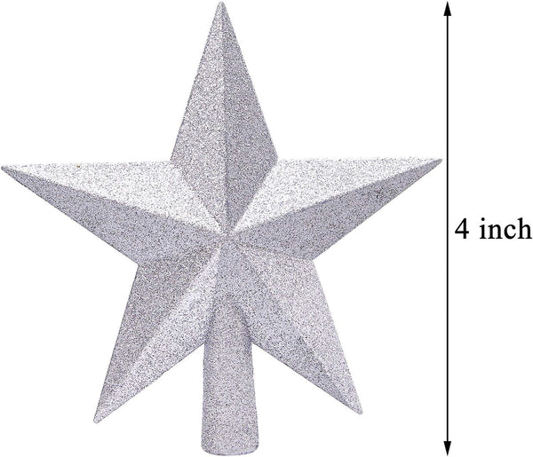 Aneco 2 Pack Glittered Christmas Tree Topper Star Treetop for Small Christmas Tree Decoration or Home Decor, Hard Plastic