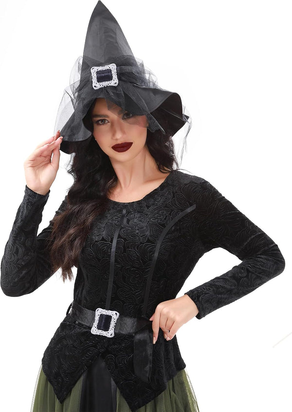 Funna Witch Costume for Women Halloween Dress up Cosplay with Hat