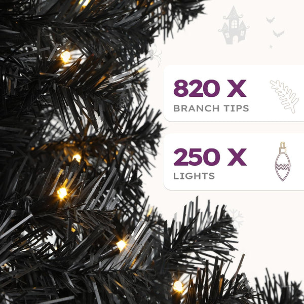 YITAHOME Prelit Black Halloween Christmas Tree 6ft with Remote
