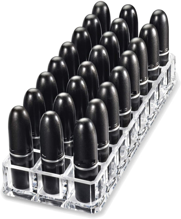 byAlegory Premium Beauty Organization Acrylic Lipstick Organizer & Beauty Container 24 Space Storage (Clear)