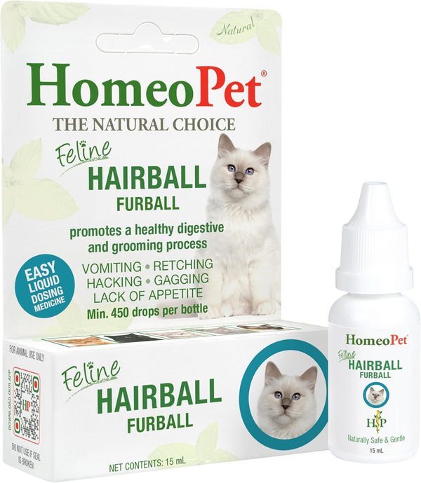 HomeoPet Feline Hairball Furball Safe and Natural Furball Supplement for Cats Cat Hairball Relief 15 Milliliters