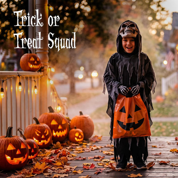 Choice Marts 100 Halloween Candy Bags Bulk 12x15 Treat Bags with Handles
