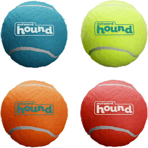 Outward Hound Squeaker Ballz – Squeaky Tennis Balls for Dogs Under 50 lbs, Interactive Dog Toy for Fetch & Training, Medium (2.5"), 4‑Pack