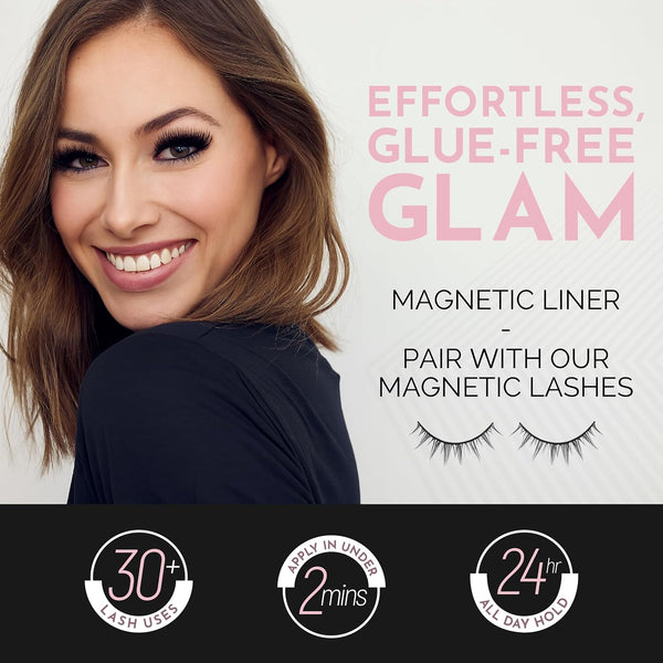 Luxillia Magnetic Eyeliner for Magnetic Eyelashes, Upgraded Strongest Hold, Most Natural Look, Waterproof, Smudge Proof Liquid Liner in Black