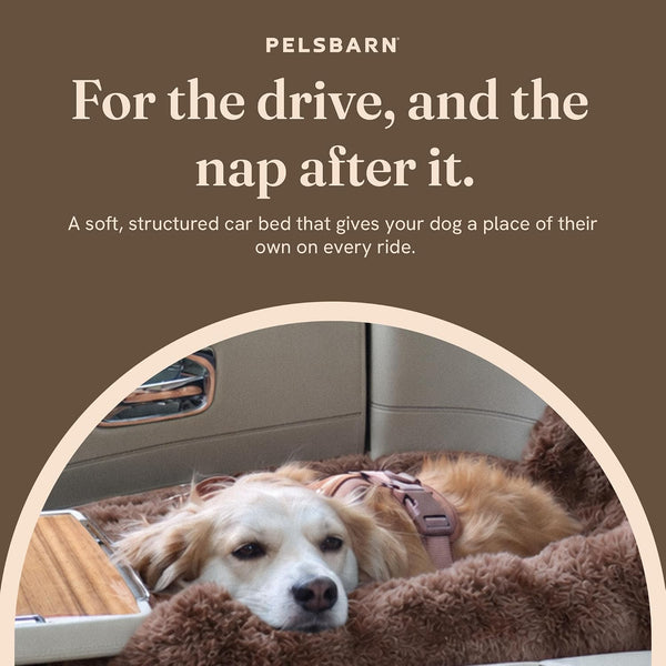 Pelsbarn Luxurious Cozy Car Dog Bed, Faux Fur Travel Bed, Brown, S