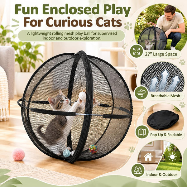 Hamster Ball for Cats, Rolling Cat Playpen Exercise Ball for Outdoors