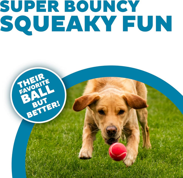 Outward Hound Squeaker Ballz – Squeaky Tennis Balls for Dogs Under 50 lbs, Interactive Dog Toy for Fetch & Training, Medium (2.5"), 4‑Pack