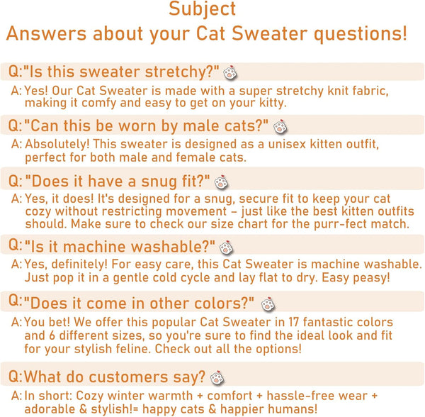 Cat Sweater Stretchy,19 Colors,6 Sizes,Snug Winter (Maple Leaf Red, Medium, Vest)