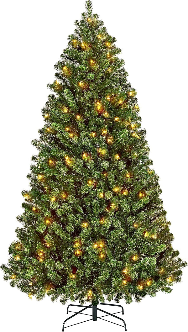 Yaheetech 6ft Pre-lit Christmas Tree with 300 Warm White Lights, Green