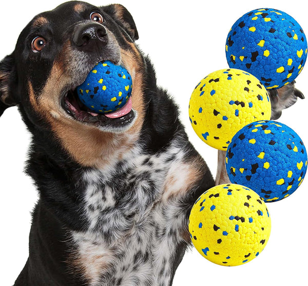 Kimee Dog Balls Tennis Ball Toys Dog Toys for Aggressive Chewers Durable Teething Chew Toys Water Toy Fetch Ball for Large Medium Small Dog and Puppies (4 Balls)