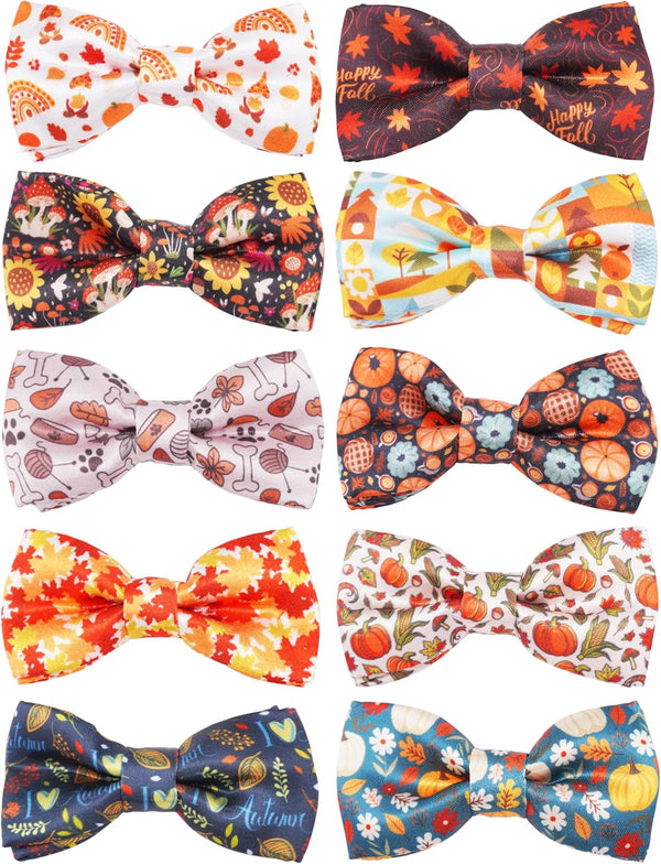 PET SHOW 10 Pack Fall Dog Bowties for Large Dogs Sliding on Collar