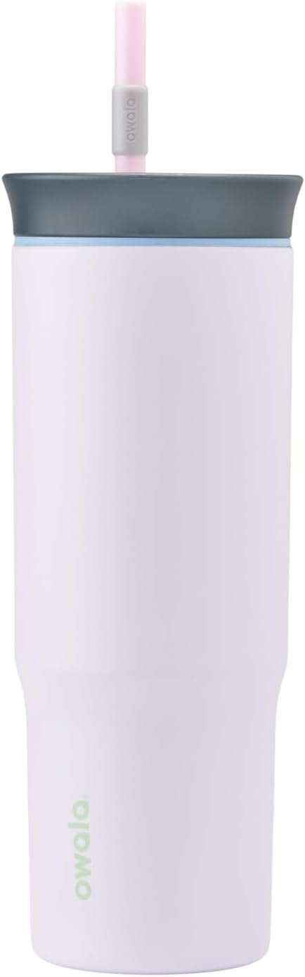 Owala FreeSip Tumbler Insulated Stainless Steel Water Bottle with Built-in Straw and Side Handle, For Travel, Work, School, and Sports, 40oz, BPA Free, Leak Proof, Strawberry Fields