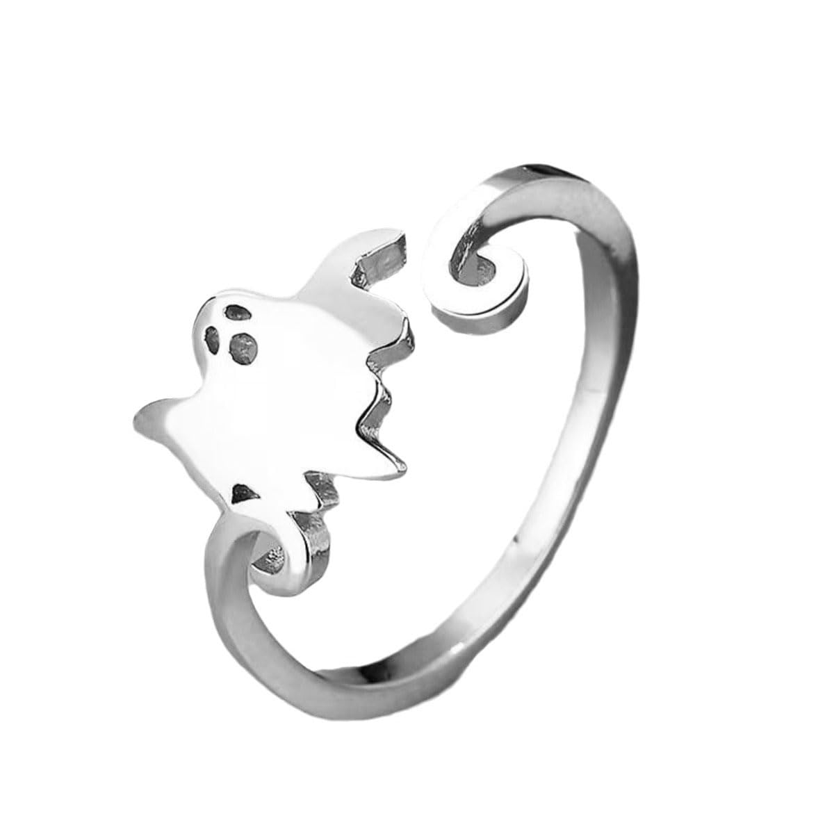 Halloween Ghost Pumpkin Open Adjustable Ring Band Witch Hat Magic Broom Statement Wrap Finger Rings Punk Comfort Fit Jewelry Festive Party Gifts for Women Daughter