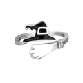 Halloween Ghost Pumpkin Open Adjustable Ring Band Witch Hat Magic Broom Statement Wrap Finger Rings Punk Comfort Fit Jewelry Festive Party Gifts for Women Daughter