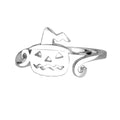 Halloween Black Witch Hat Ghost Band Rings for Women Silver Plated Adjustable Pumpkin Broom Witch Open Wrap Finger Ring Expandable Comfort Fit Fashion Holiday Jewelry for Theme Party
