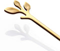 AnSaw 6-Piece Elegant Gold Leaf Long Handle Teaspoons - 7.4"