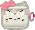 Transparent Clear Earphone Case for AirPods 4, Cute Lovely Cat Face Soft TPU Silicone Case, Kitty Ear AirPods 4 Cover Protective Skin Shockproof Protector for iPod Earbuds -Sleeping Bowknot Cat