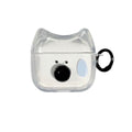 Transparent Clear Earphone Case for AirPods 4, Cute Lovely Cat Face Soft TPU Silicone Case, Kitty Ear AirPods 4 Cover Protective Skin Shockproof Protector for iPod Earbuds -Sleeping Bowknot Cat