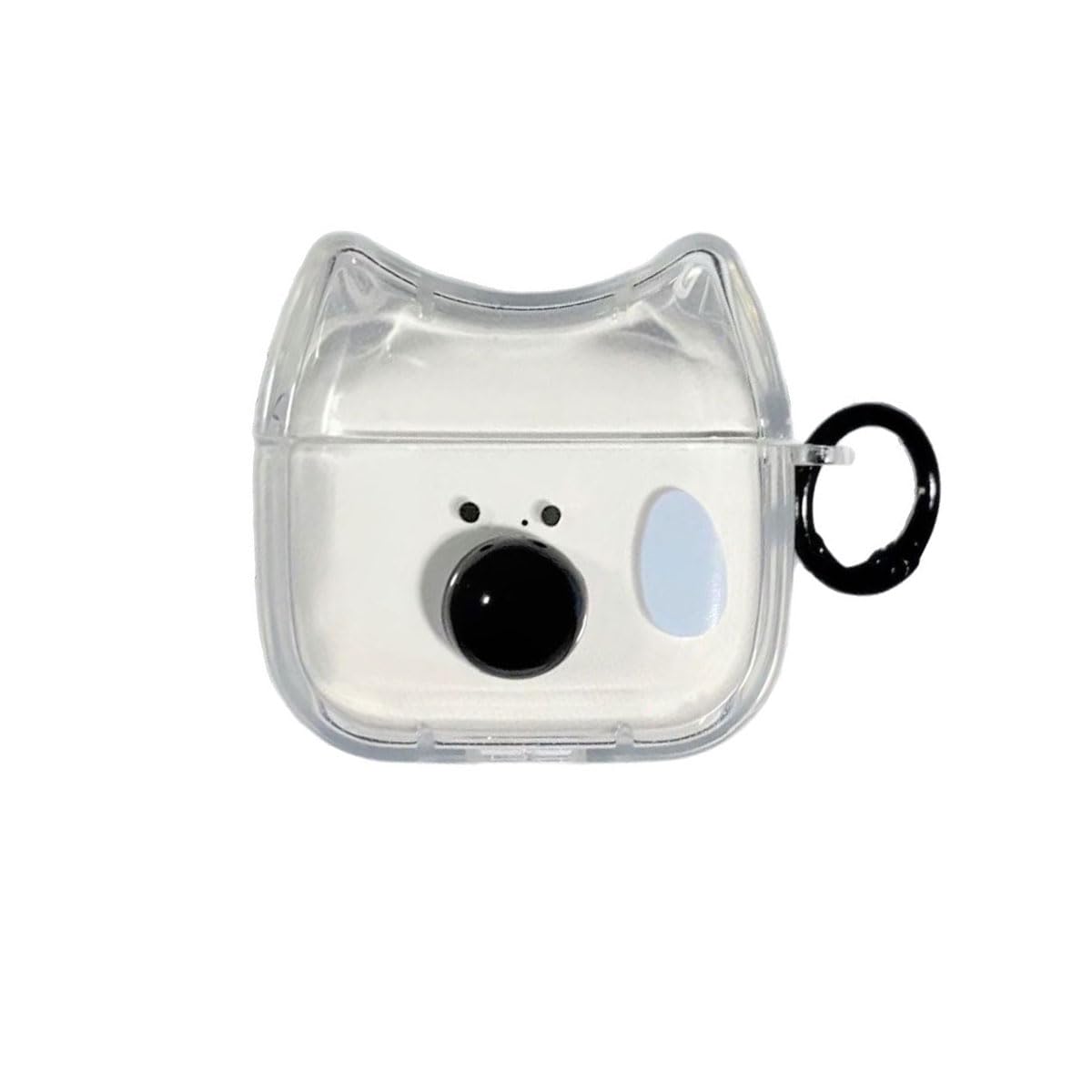 Transparent Clear Earphone Case for AirPods 4, Cute Lovely Cat Face Soft TPU Silicone Case, Kitty Ear AirPods 4 Cover Protective Skin Shockproof Protector for iPod Earbuds -Sleeping Bowknot Cat