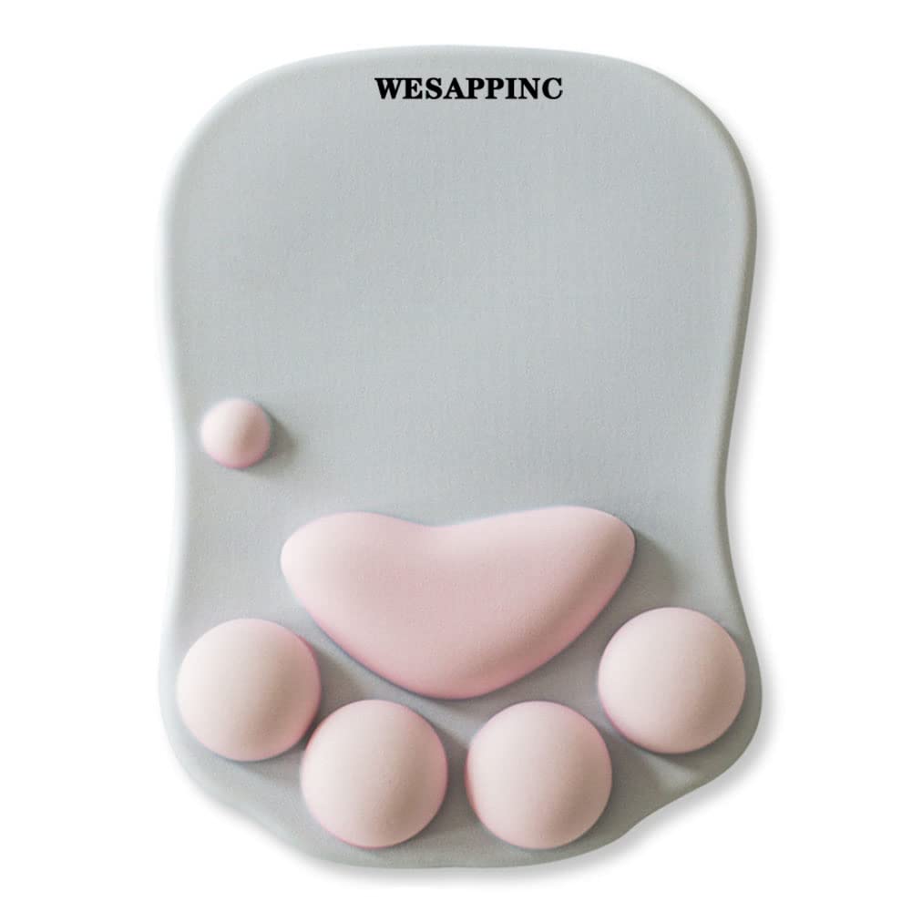 WESAPPINC Cat Paw Mouse Pad with Wrist Support Soft Silicone Wrist Rests Non Slip Ergonomic Mousepad for Office Computer Gaming Desk Decor (10.7x7.8x0.9'') (Black Cherry), large