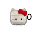 Transparent Clear Earphone Case for AirPods 4, Cute Lovely Cat Face Soft TPU Silicone Case, Kitty Ear AirPods 4 Cover Protective Skin Shockproof Protector for iPod Earbuds -Sleeping Bowknot Cat