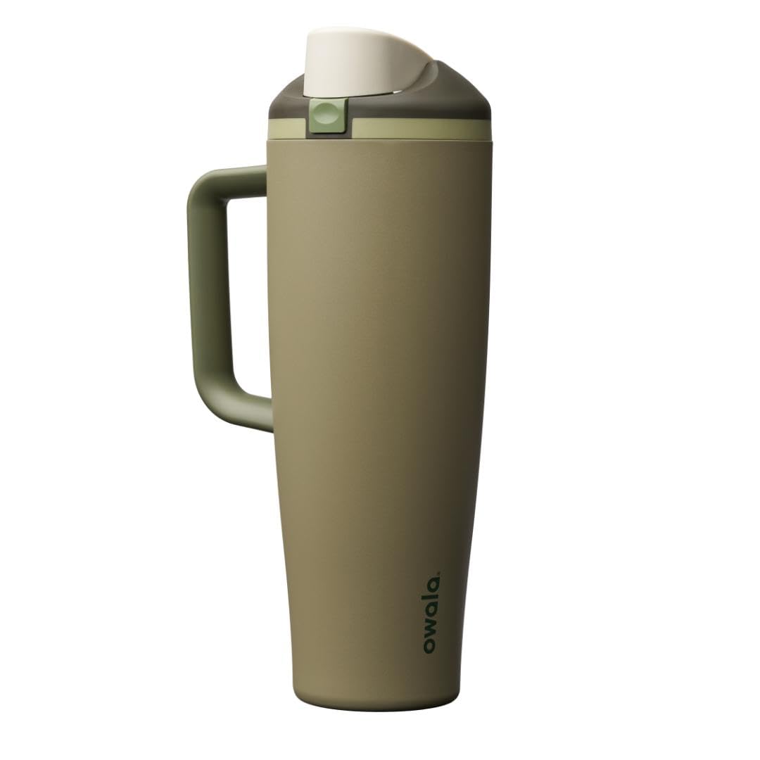 Owala FreeSip Tumbler Insulated Stainless Steel Water Bottle with Built-in Straw and Side Handle, For Travel, Work, School, and Sports, 40oz, BPA Free, Leak Proof, Strawberry Fields