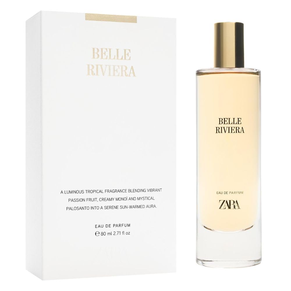 Zara Belle Riviera Woody Fruity Fragrance with Passion Fruit, Monoi & Palo Santo, Exotic Creamy Sophisticated Perfume for Women Eau de Parfum EDP 80ml (2.72 fl oz)