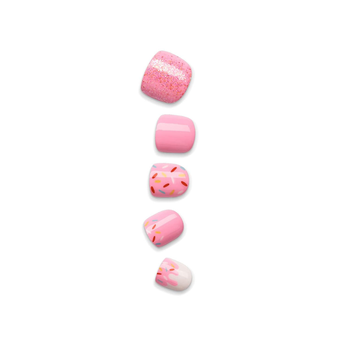 Kiss Impress Mini Mani Press On Nails for Girls & Tween Kids, 20 Super Duper Short Squoval Press-Ons with Pink Glitter Sprinkle, Mom Approved for Small Nail Beds, No Glue Needed, Mini File Included