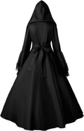 Jeufoin Women's Gothic Victorian Witch Vampire Dress Medieval Renaissance Halloween Cosplay Hooded Costume