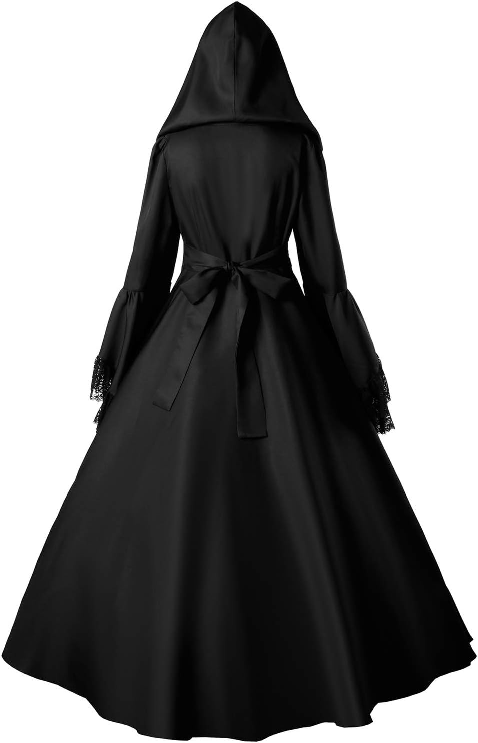 Jeufoin Women's Gothic Victorian Witch Vampire Dress Medieval Renaissance Halloween Cosplay Hooded Costume