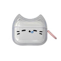 Transparent Clear Earphone Case for AirPods 4, Cute Lovely Cat Face Soft TPU Silicone Case, Kitty Ear AirPods 4 Cover Protective Skin Shockproof Protector for iPod Earbuds -Sleeping Bowknot Cat