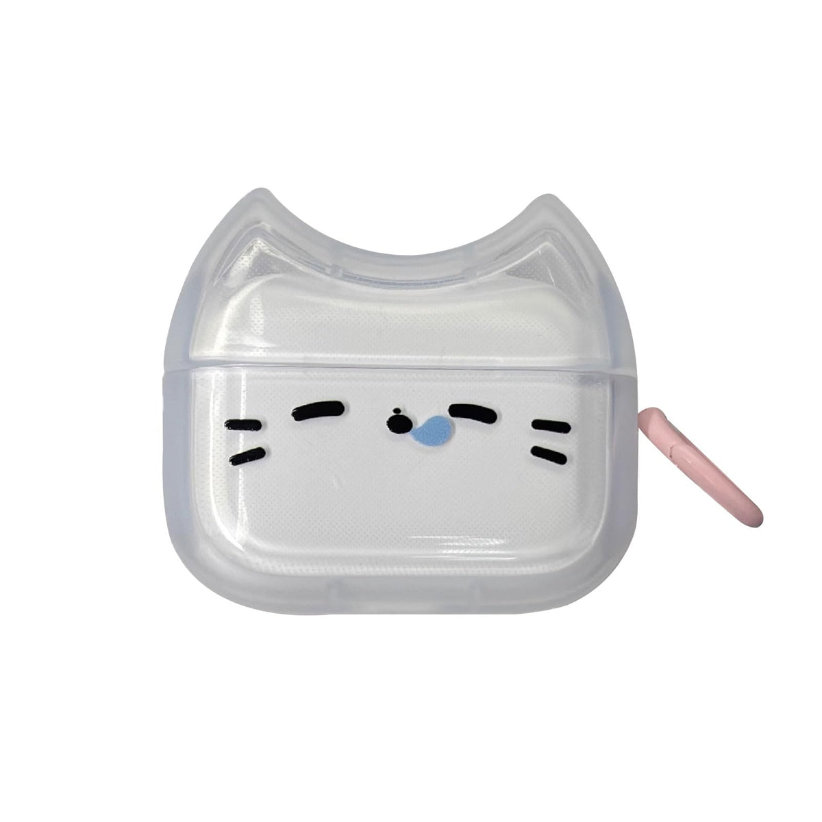 Transparent Clear Earphone Case for AirPods 4, Cute Lovely Cat Face Soft TPU Silicone Case, Kitty Ear AirPods 4 Cover Protective Skin Shockproof Protector for iPod Earbuds -Sleeping Bowknot Cat