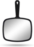 PROTECLE Hand Mirror, 10.3" L x 7.4" W Salon Barber Hairdressing Handheld Mirror with Handle, Square Black | Hand Mirrors with Handle, Barber Accessories, Hair Salon Supplies, Distortion-Free Glass, Makeup Mirror for Women Men