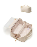 EACHY Travel Makeup Bag, Large Capacity Cosmetic Bag for Women, Waterproof PU Leather, Flat Open Portable Toiletry Bag for Skincare, Brushes & Travel Essentials
