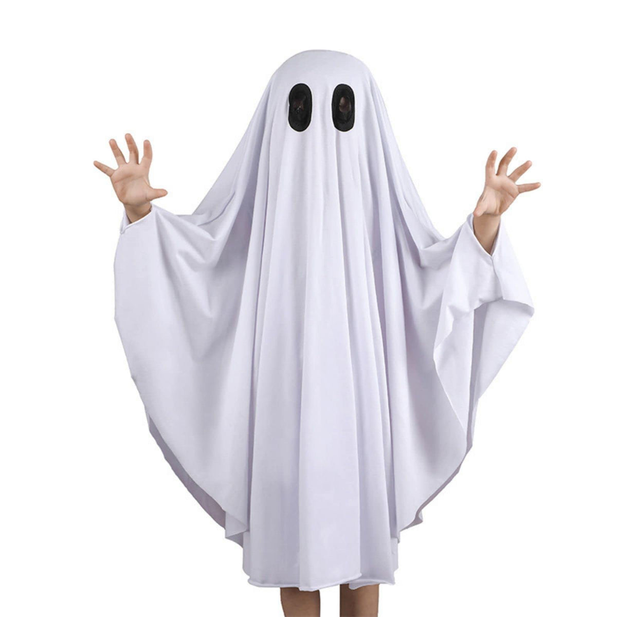 Noubeau Unisex Kid Ghost Costume Girl Halloween Fancy Dress Cosplay Boy White Boo Ghost Cloak Child Spooky Trick-or-Treating(White,3-5 Years)