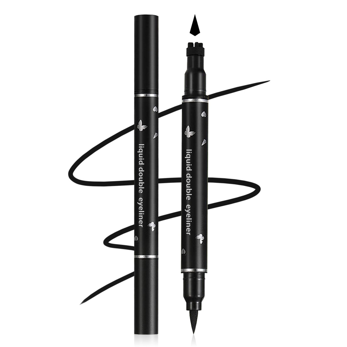 5PCS Double-headed Liquid Winged Black Eyeliner Stamp Pen Set | Eye Liner Pencil Long-lasting Waterproof, Stamp Eyeliner Set for Eye Makeup - Star, Heart, Flower, Butterfly, Triangle