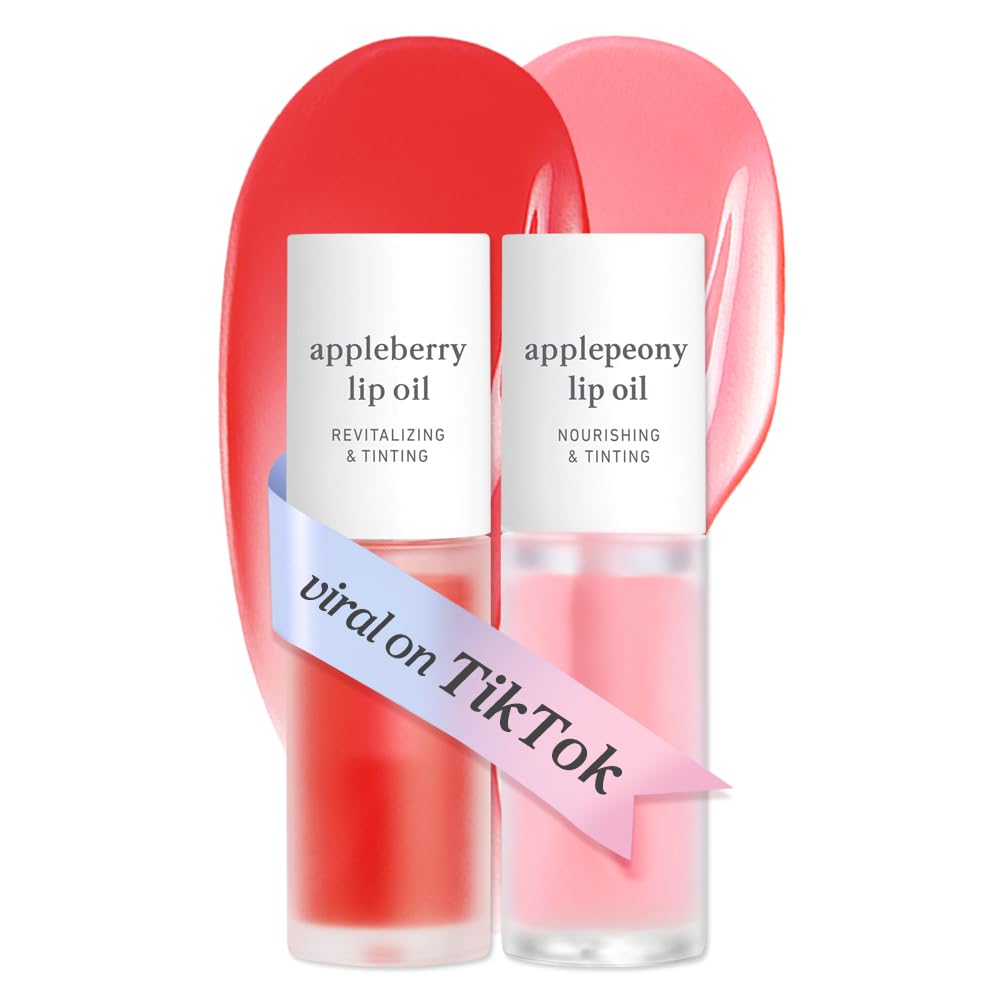 NOONI Korean Lip Oil - Applepeony | Long-Lasting, Moisturizing, Plumping, Revitalizing for Dry Lips, Waterproof, No Peel Off, Hydrating Lip Stain, Stocking Stuffers, Cute Stuff, 0.12 FL Oz