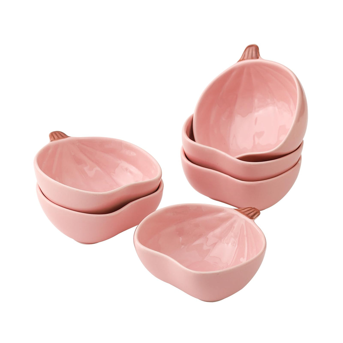 Orange Pumpkin Bowls, 6 oz Ceramic Ramekins, Set of 6