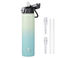 Konokyo 18 oz Insulated Water Bottle with Straw Lid, Stainless Steel Vacuum Sports Water Bottle, Leak-Proof Reusable Metal Flask with Carry Loop, BPA-Free Travel Bottle for Gym, School, Office