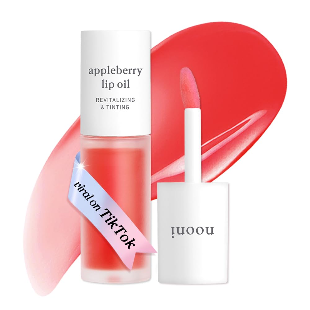 NOONI Korean Lip Oil - Applepeony | Long-Lasting, Moisturizing, Plumping, Revitalizing for Dry Lips, Waterproof, No Peel Off, Hydrating Lip Stain, Stocking Stuffers, Cute Stuff, 0.12 FL Oz