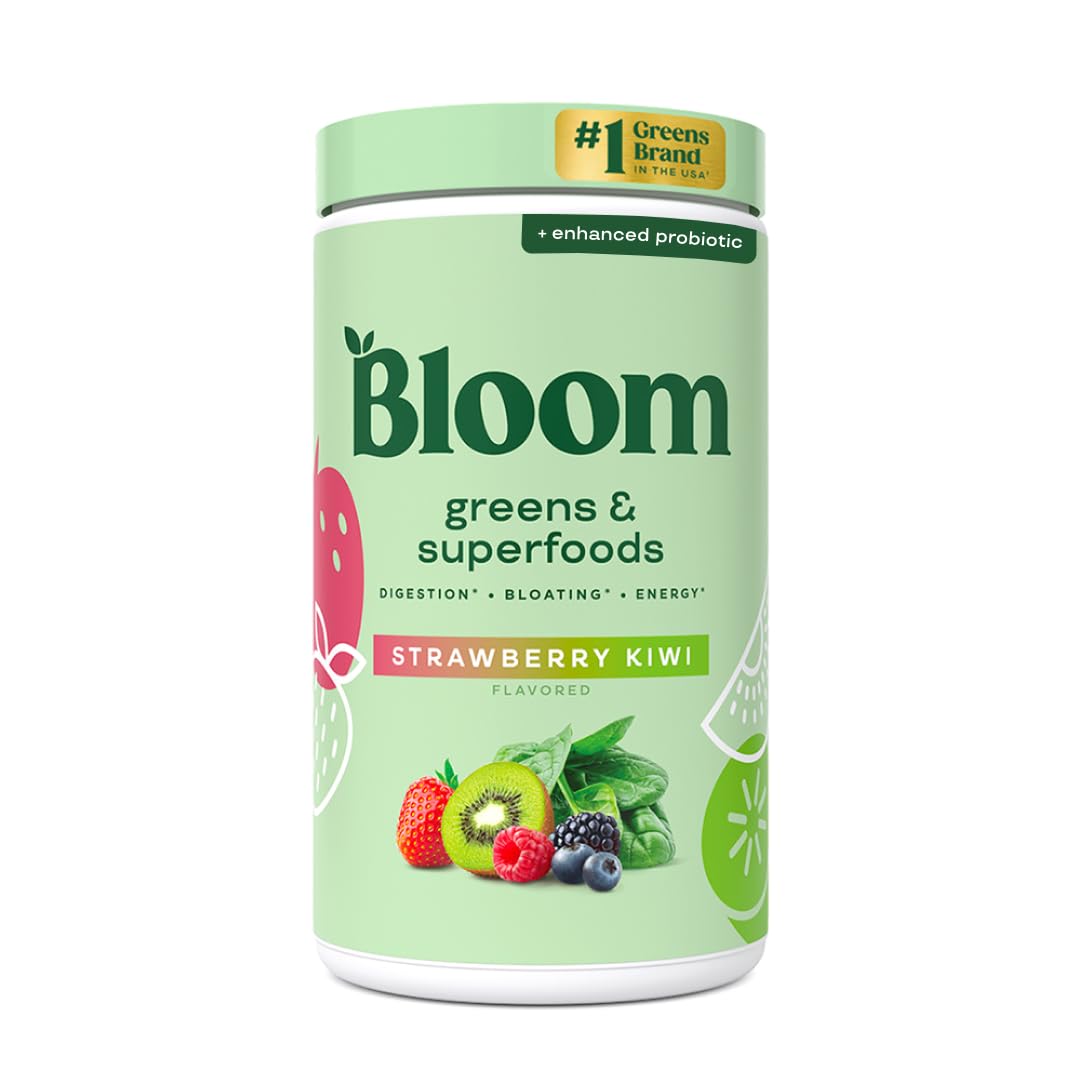 Bloom Nutrition Superfood Greens Powder, Digestive Enzymes with Probiotics and Prebiotics, Gut Health, Bloating Relief for Women, Chlorella, Green Juice Mix with Beet Root Powder, 30 SVG, Original