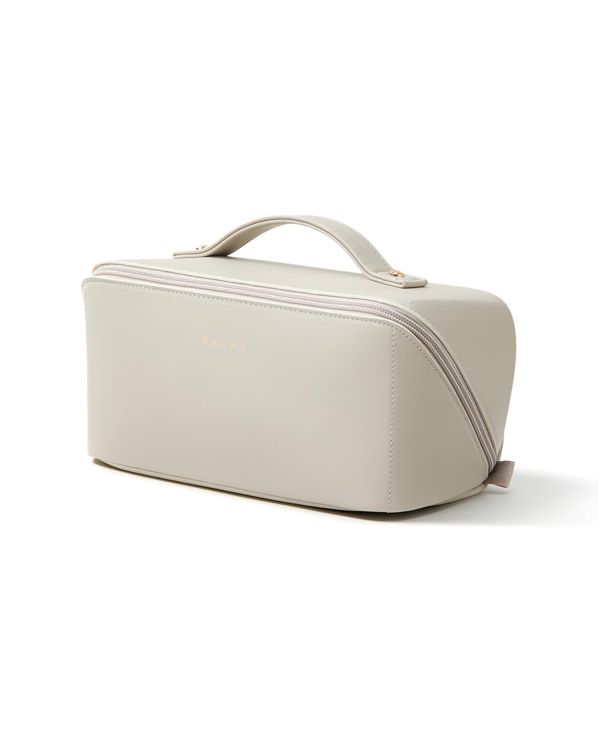 EACHY Travel Makeup Bag, Large Capacity Cosmetic Bag for Women, Waterproof PU Leather, Flat Open Portable Toiletry Bag for Skincare, Brushes & Travel Essentials