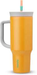 Owala FreeSip Tumbler Insulated Stainless Steel Water Bottle with Built-in Straw and Side Handle, For Travel, Work, School, and Sports, 40oz, BPA Free, Leak Proof, Strawberry Fields