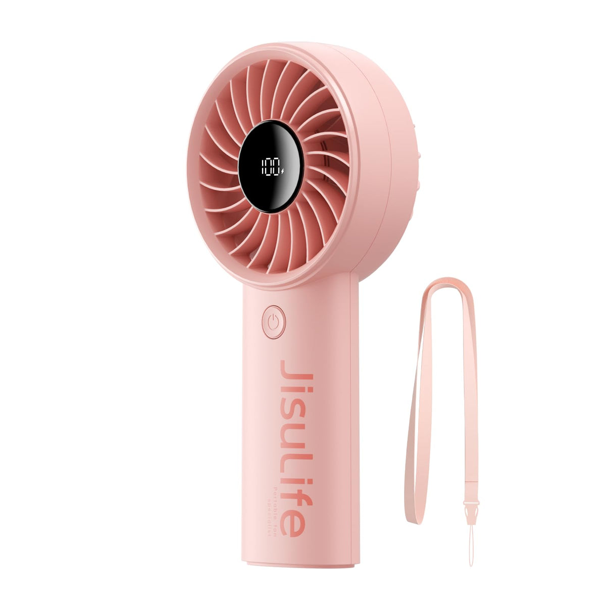 JISULIFE Handheld Portable Fan, 5000mAh Stronger and Longer-Lasting Battery | 5 Speeds, 12-Blade Turbo For Powerful Wider Wind, LED Display, Rechargeable Personal Fan for Travel Concerts Makeup-Black